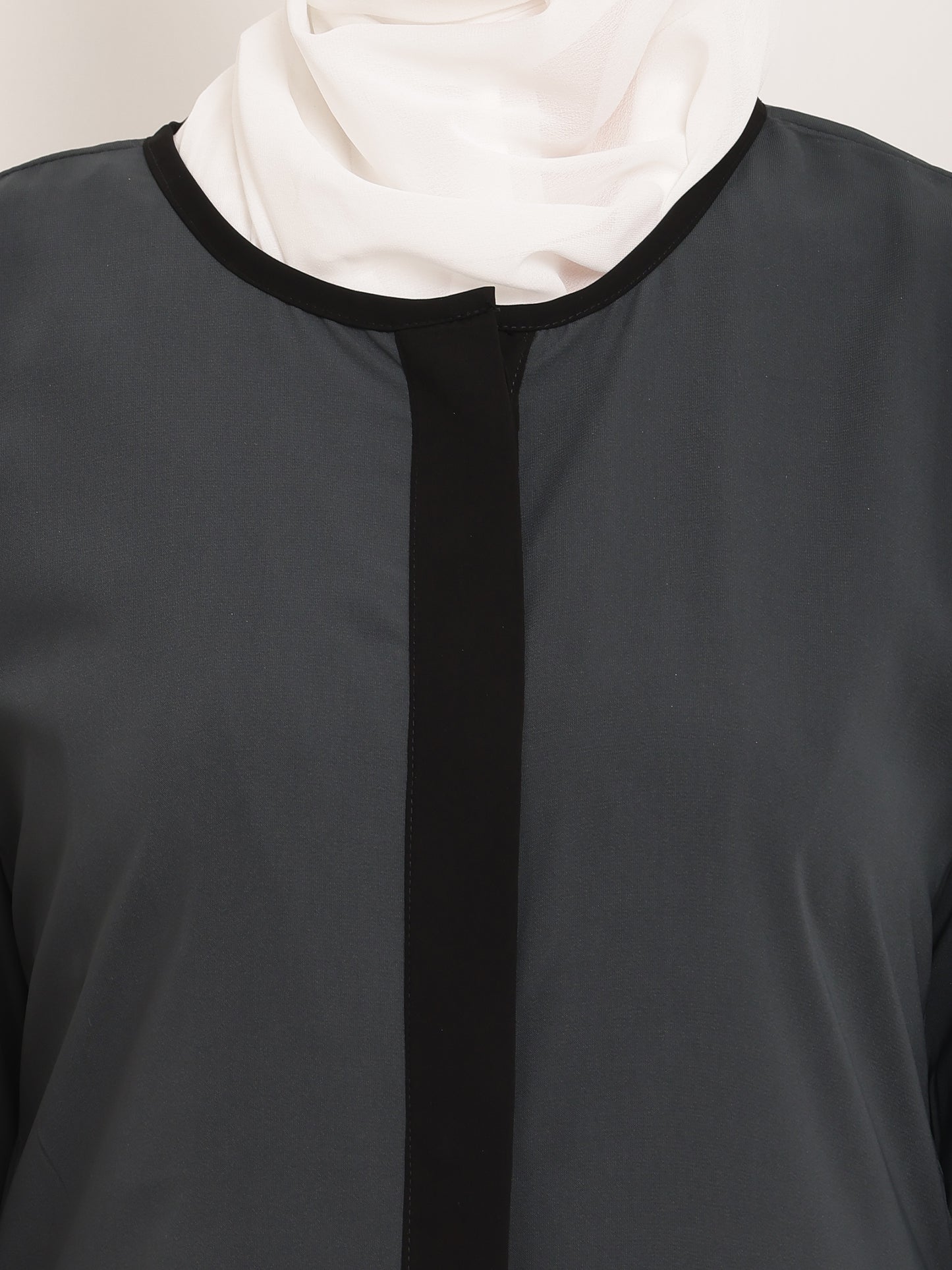 Classic Charcoal Abaya with Black Accents