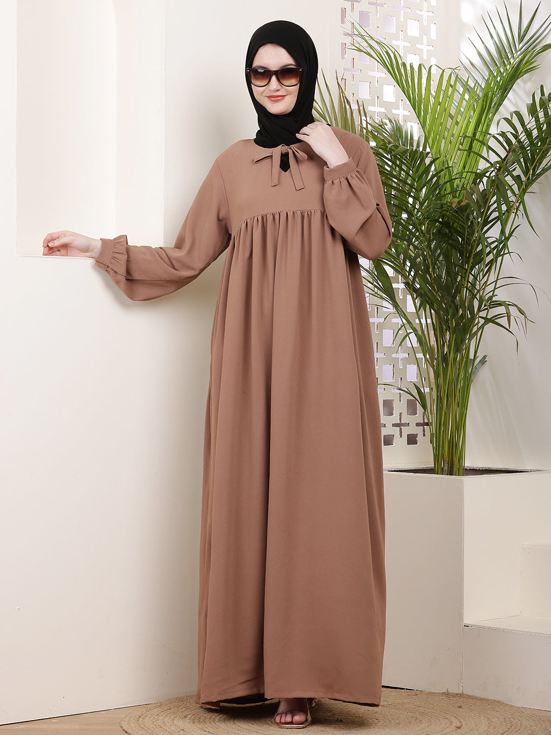 Mahira Tie-Neck Abaya