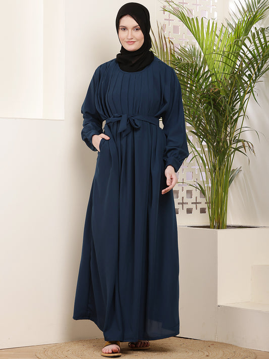 Teal Pleated Abaya