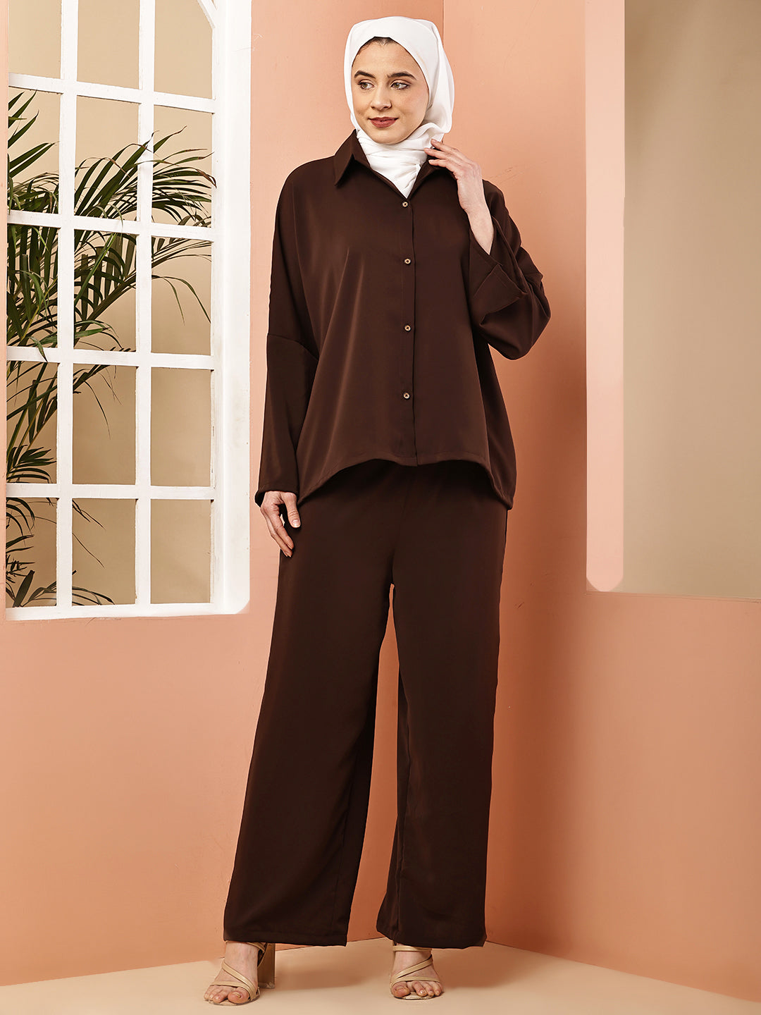 Chocolate Brown Relaxed-Fit Co-Ord Set