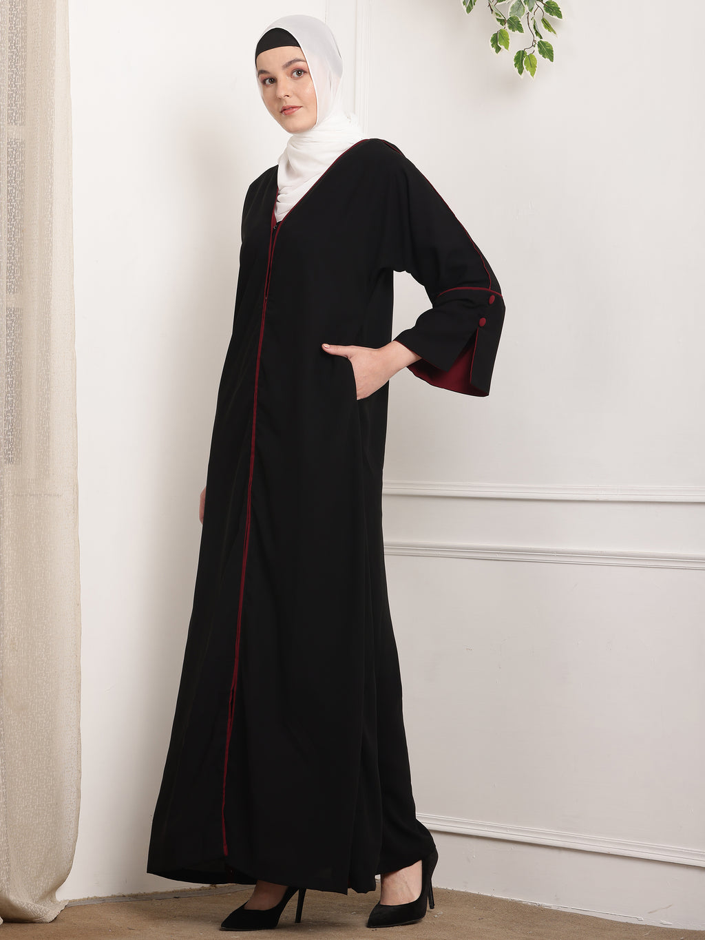 Crimson Edge Abaya