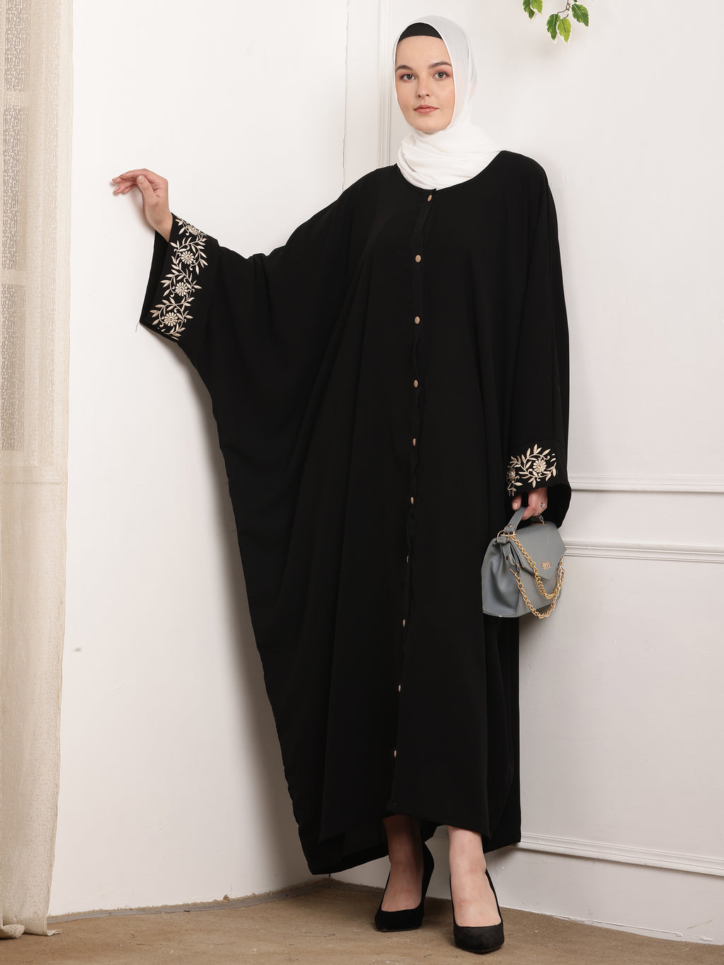 Black Petal Abaya