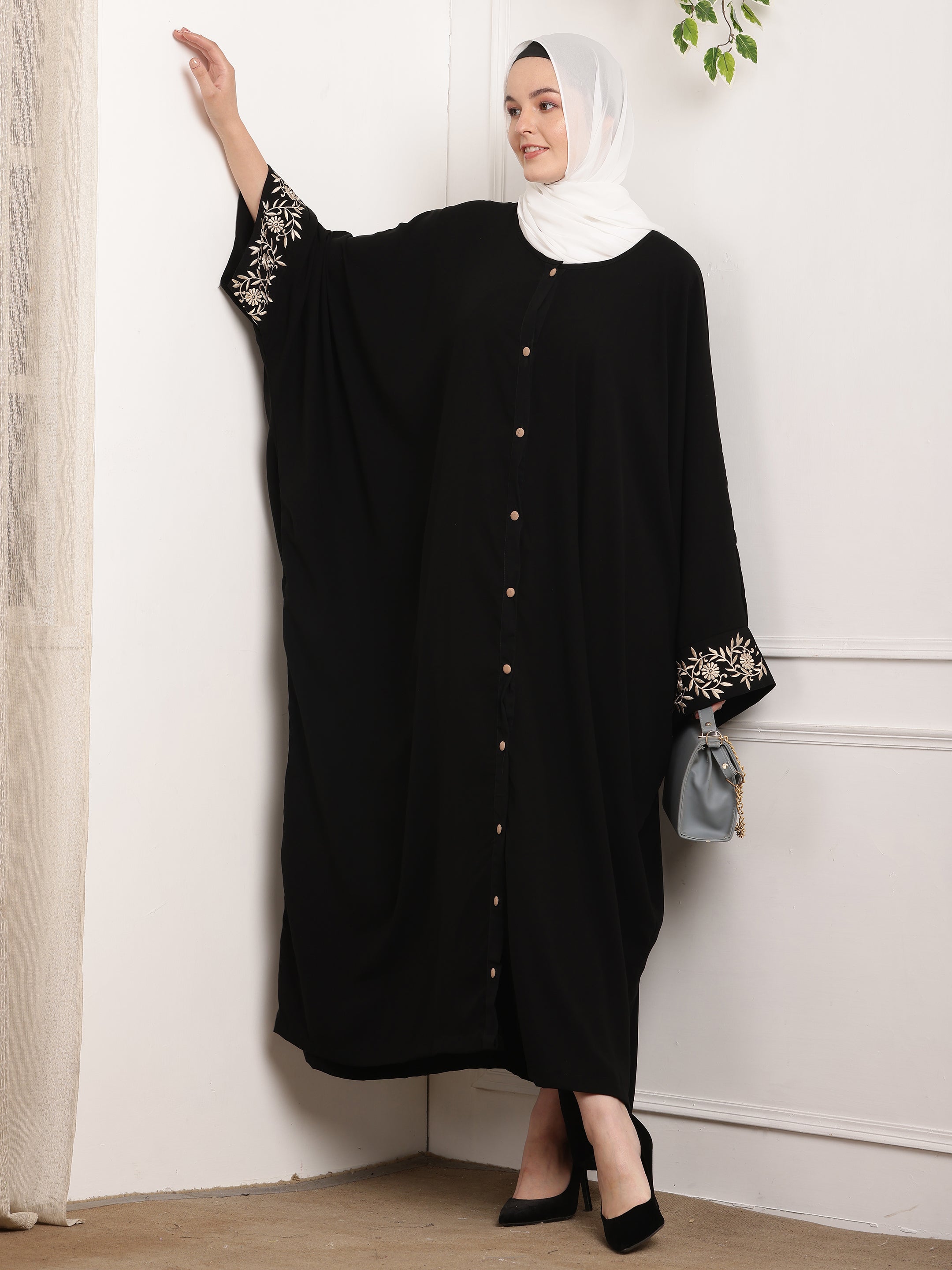 Black Petal Abaya