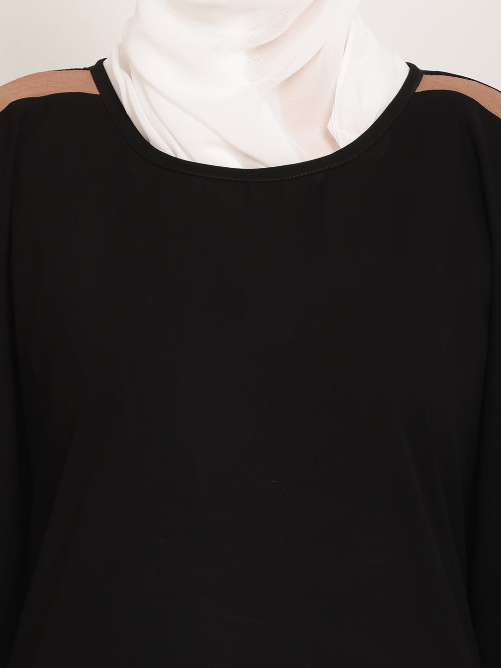 Luxe Black Cape Abaya with Tan Accent