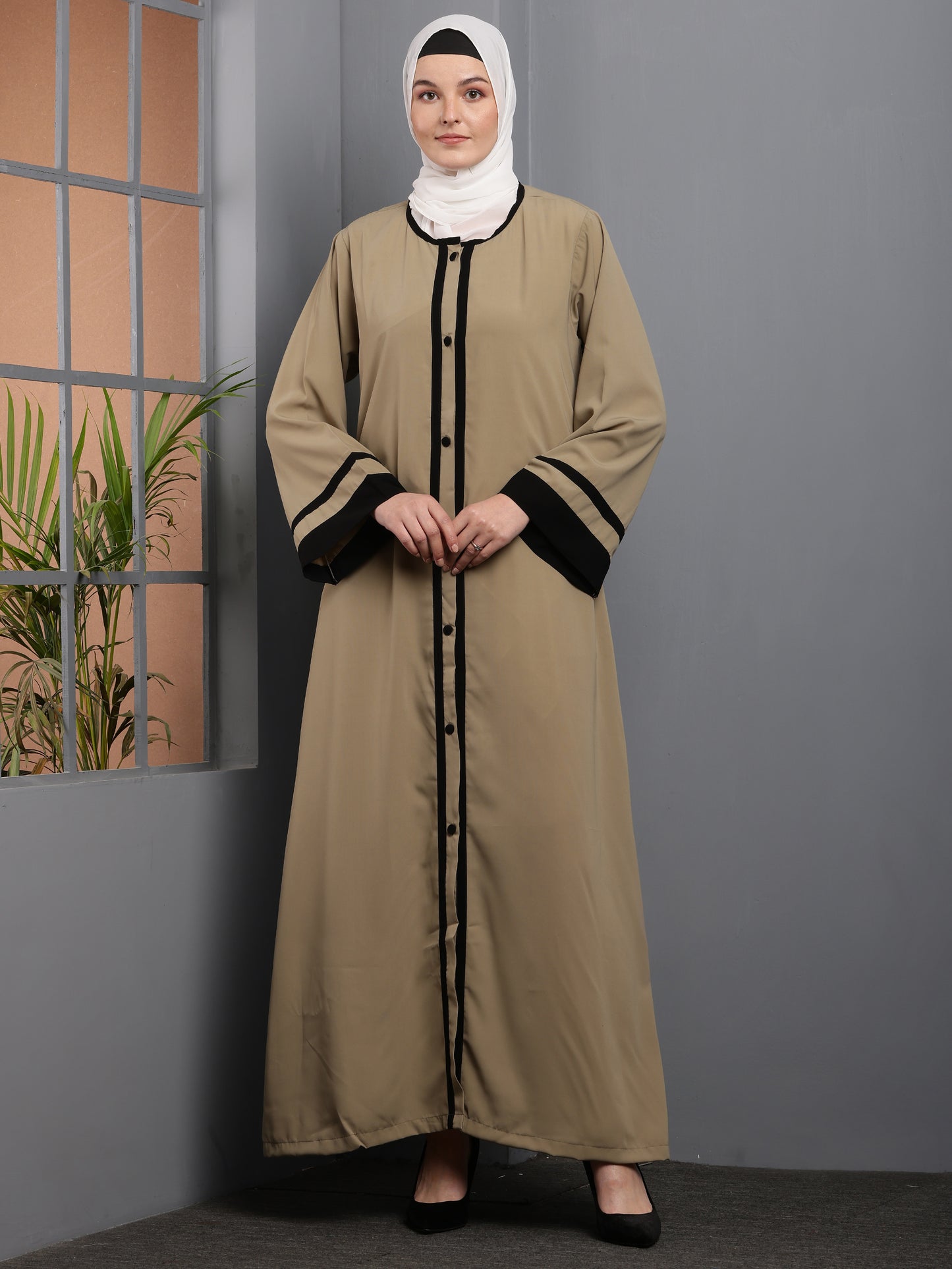 Alvira Contrast Trim Abaya