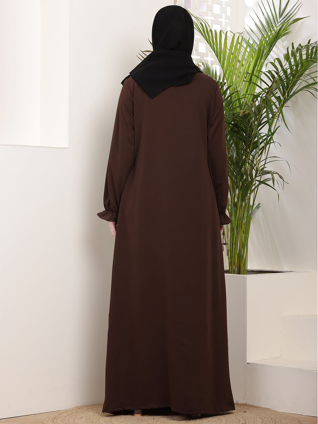 Zehra Pleated Abaya-Mocha Brown