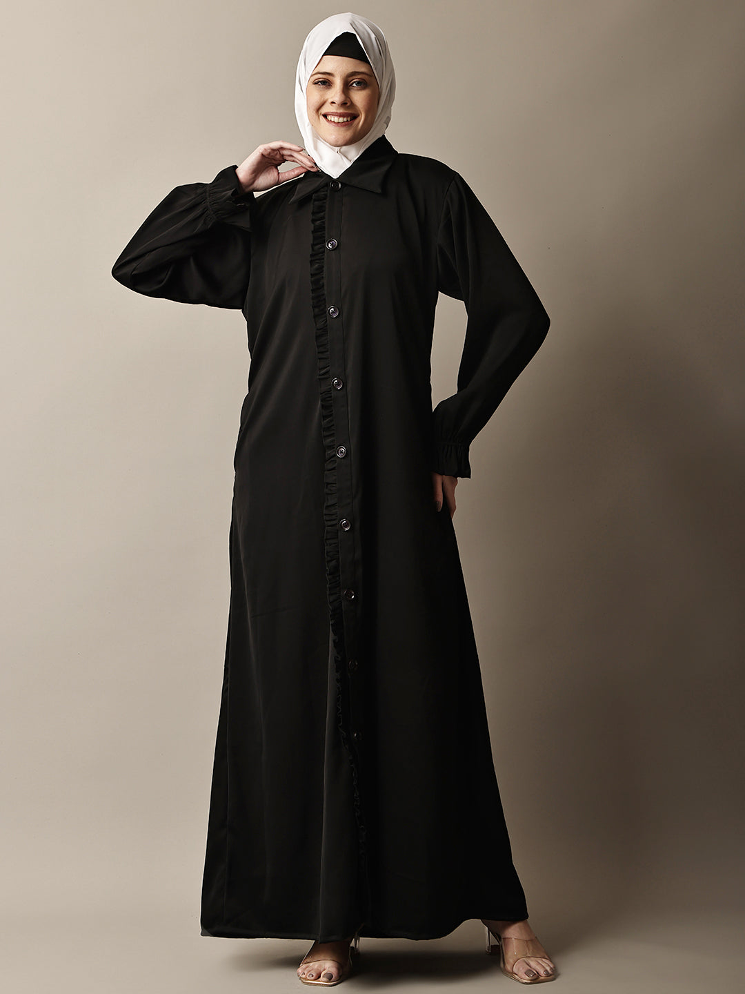 Black Ruffle Abaya