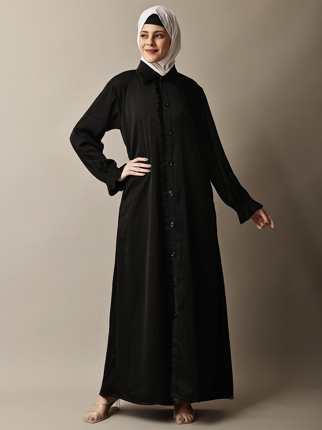 Black Ruffle Abaya
