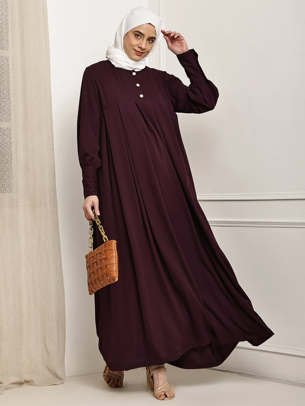 Plum Pleated Abaya