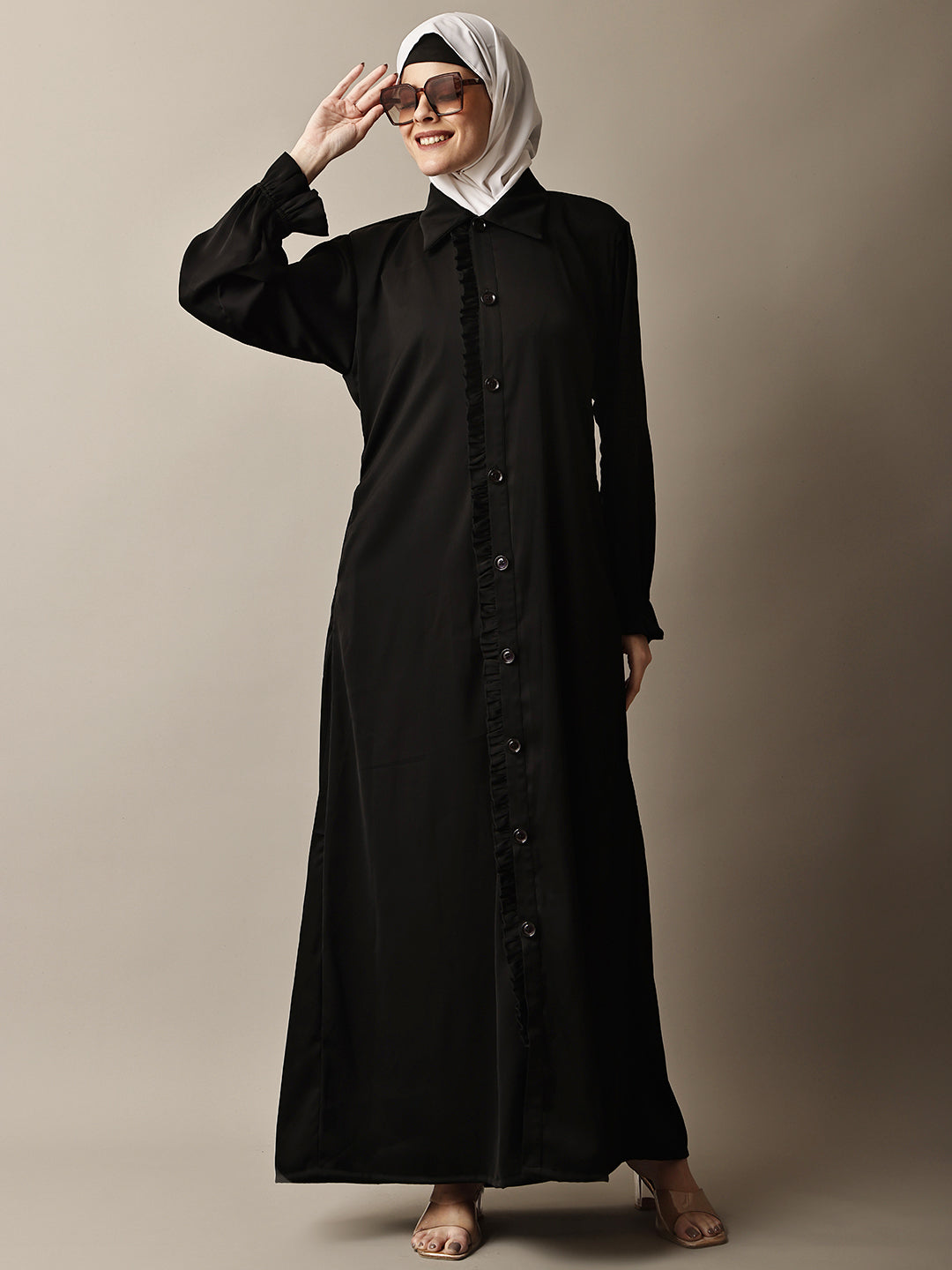 Black Ruffle Abaya