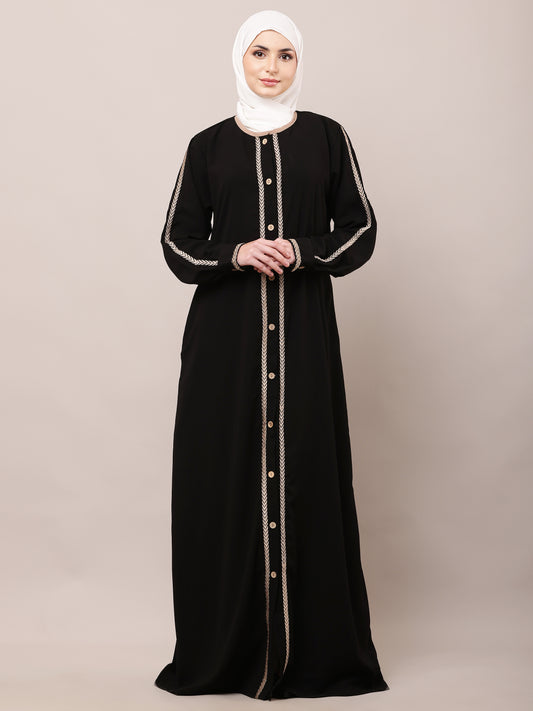 Regal Black Embroidered Abaya