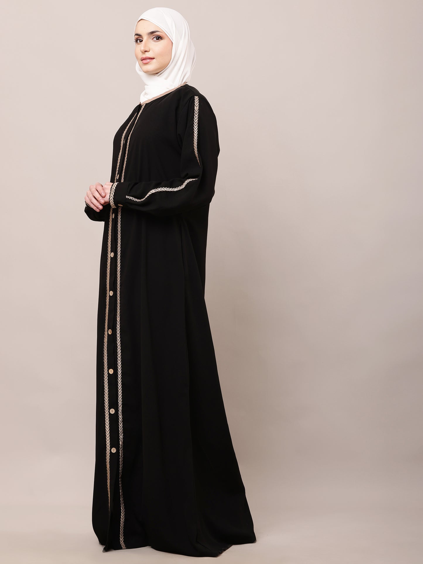 Regal Black Embroidered Abaya