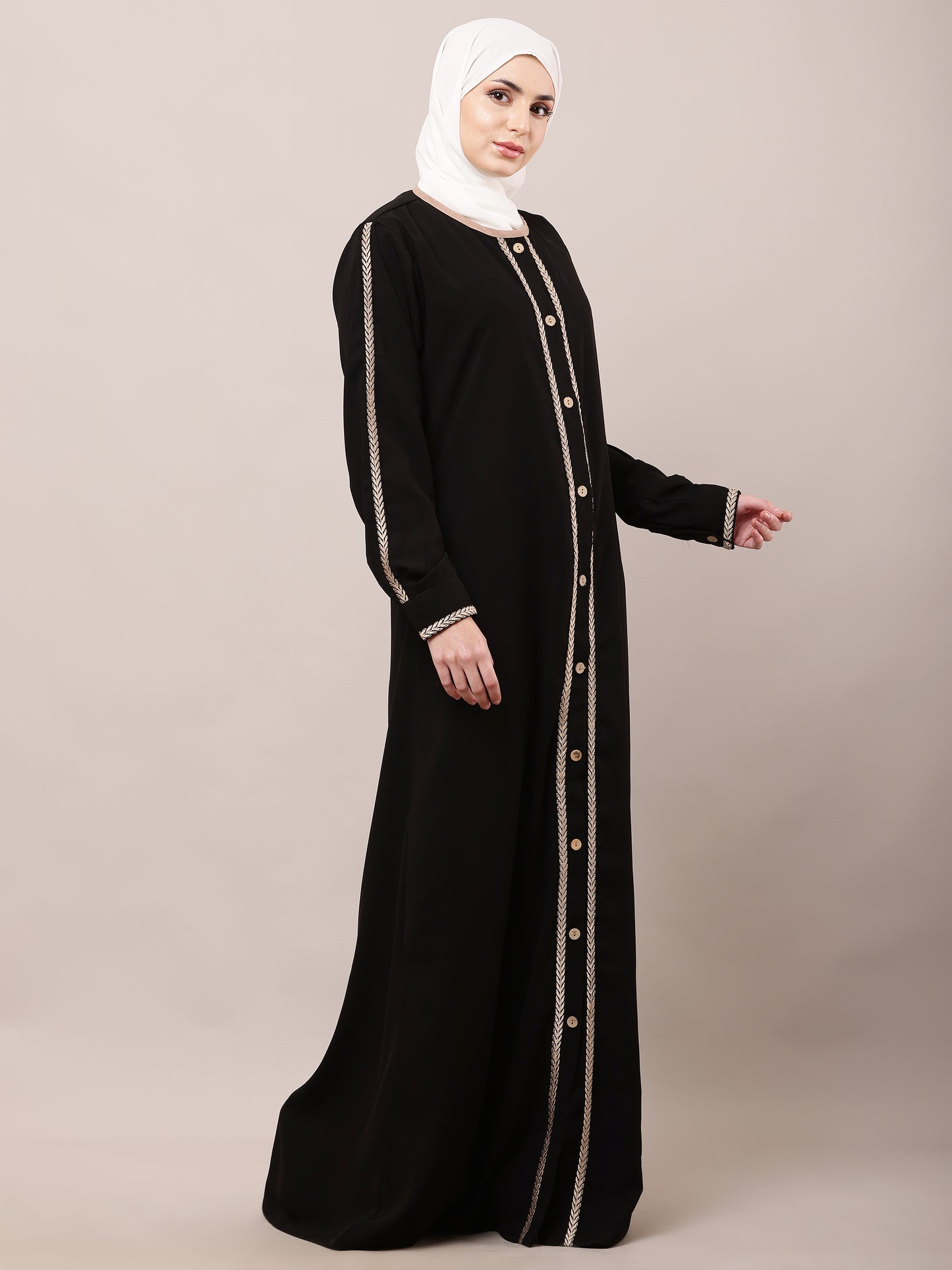 Regal Black Embroidered Abaya