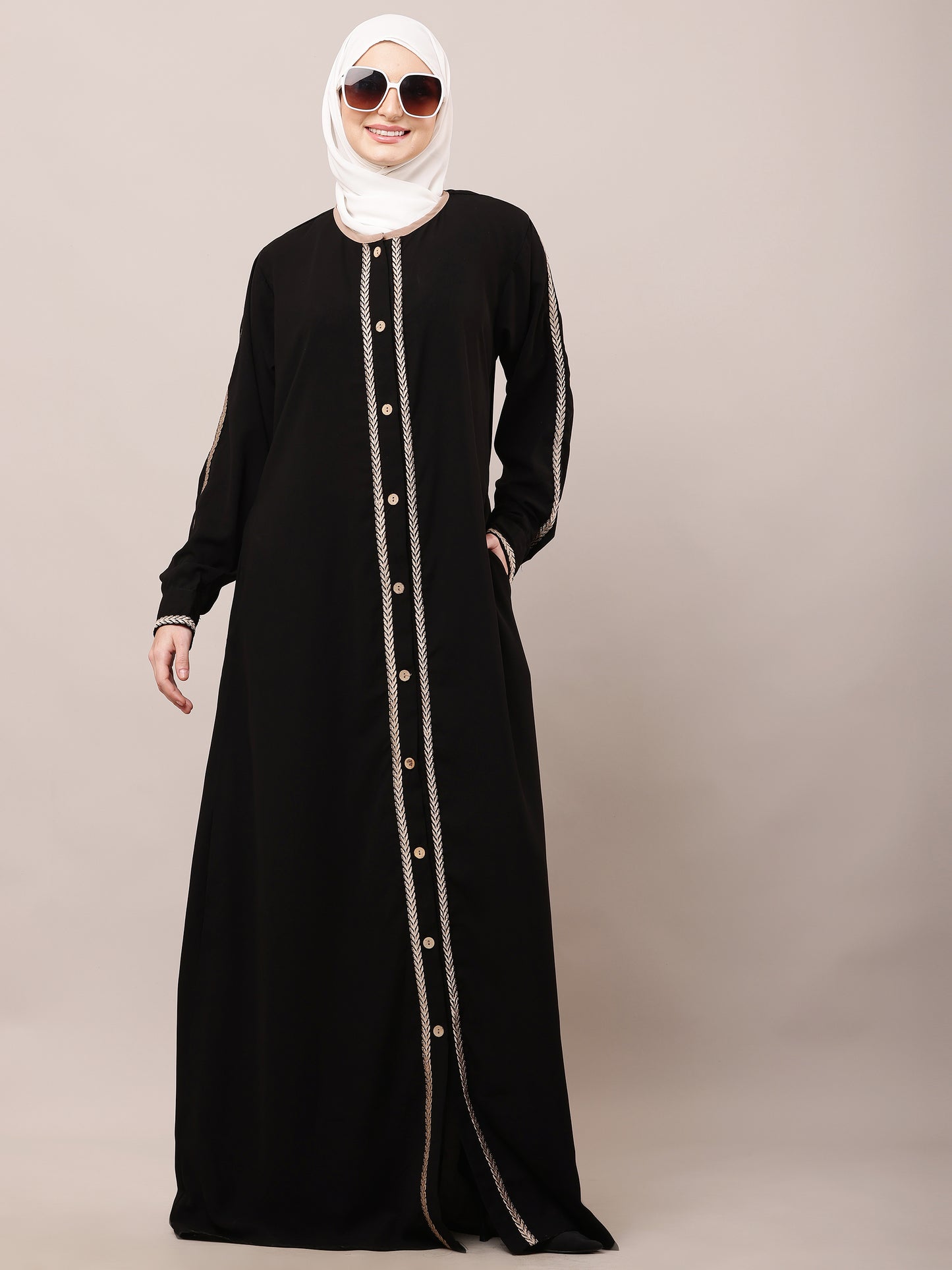 Regal Black Embroidered Abaya