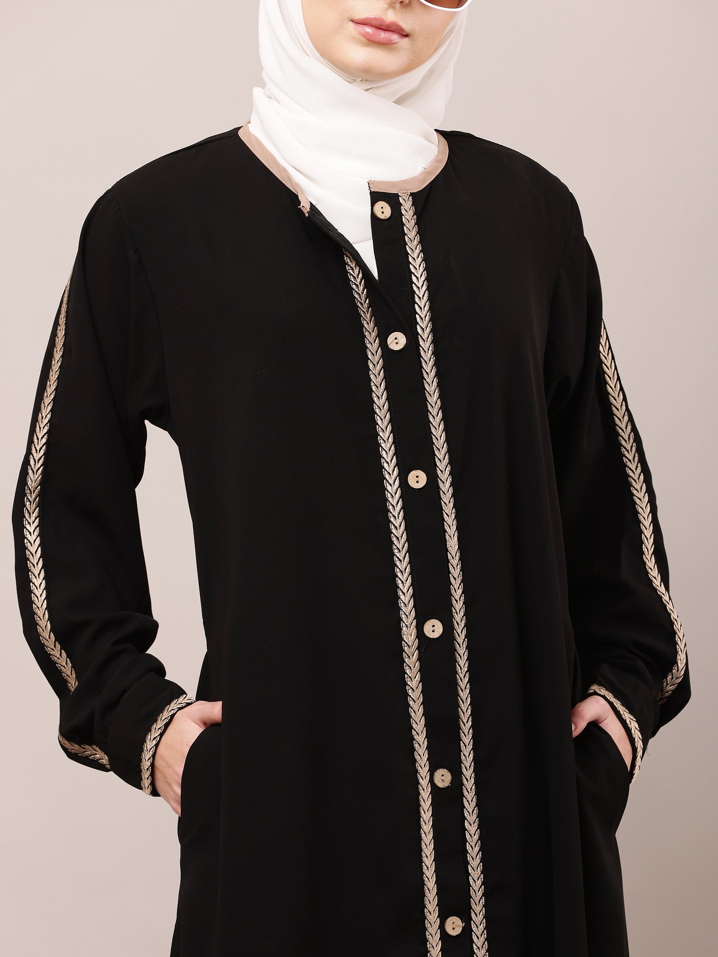 Regal Black Embroidered Abaya